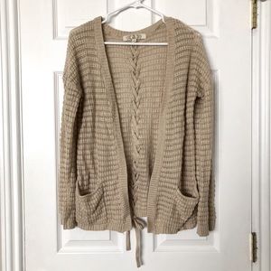 Beige Long Knit Cardigan